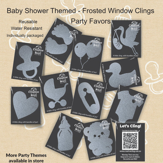 Baby Shower Party Favor – Frosted Window Cling Gift (Reusable & Water-Resistant)