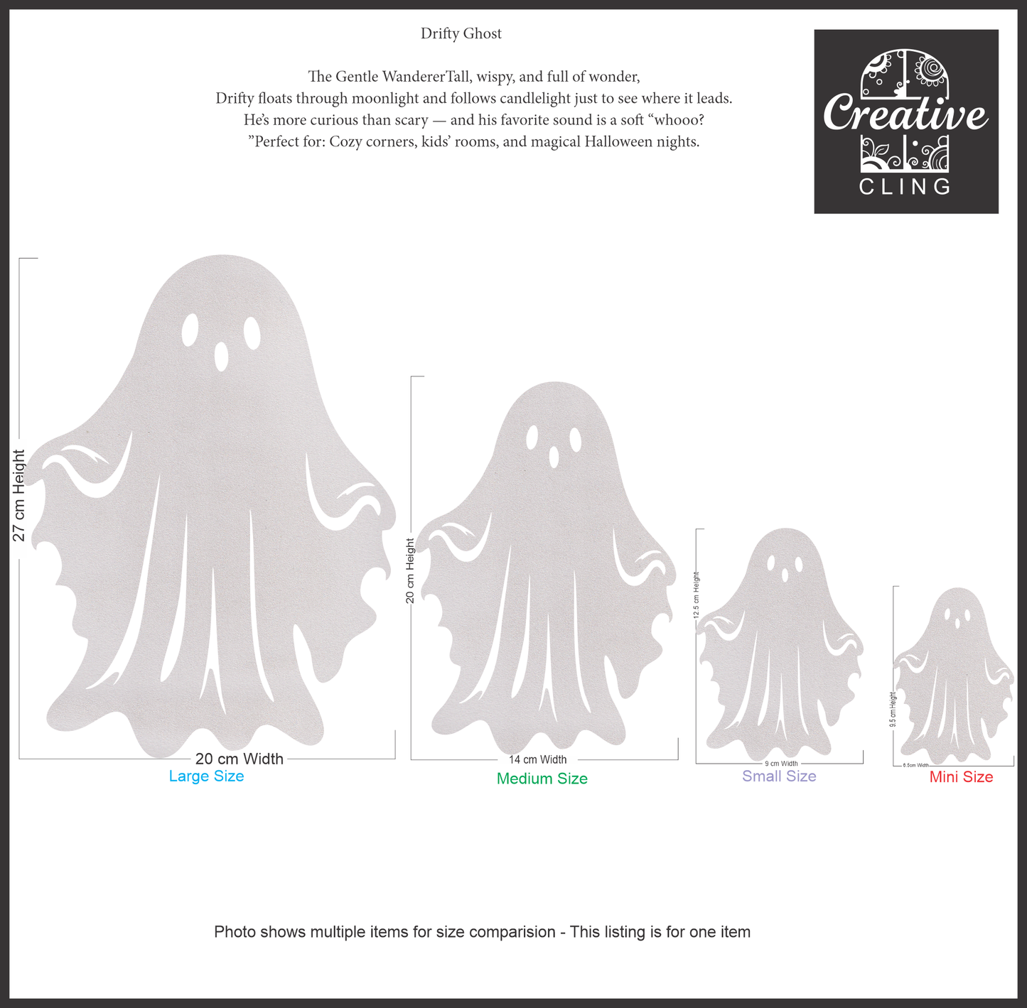 Halloween Magic - Spooky Ghosts and Scary Cats - Frosted Window Clings