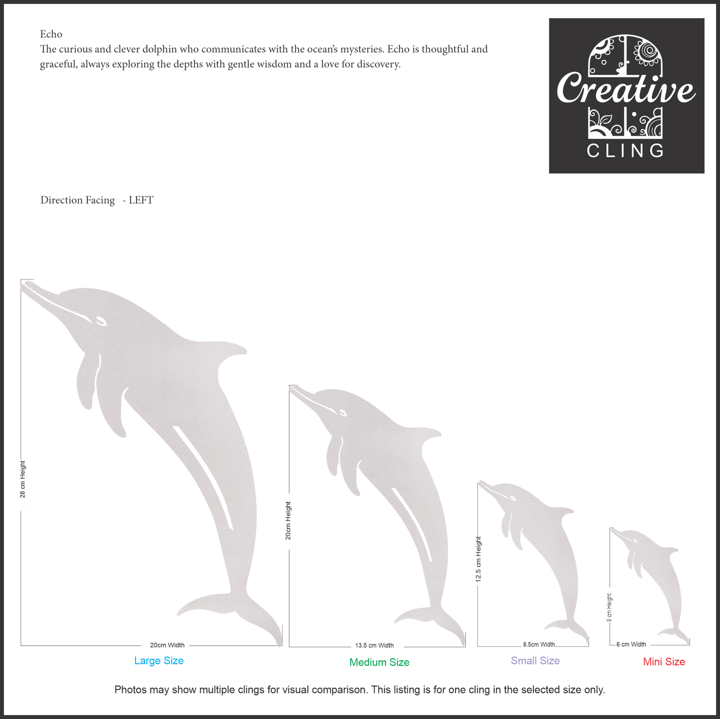Under the Sea Collection - Dolphins and Sharks Frosted Window Cling - Left or Right Facing
