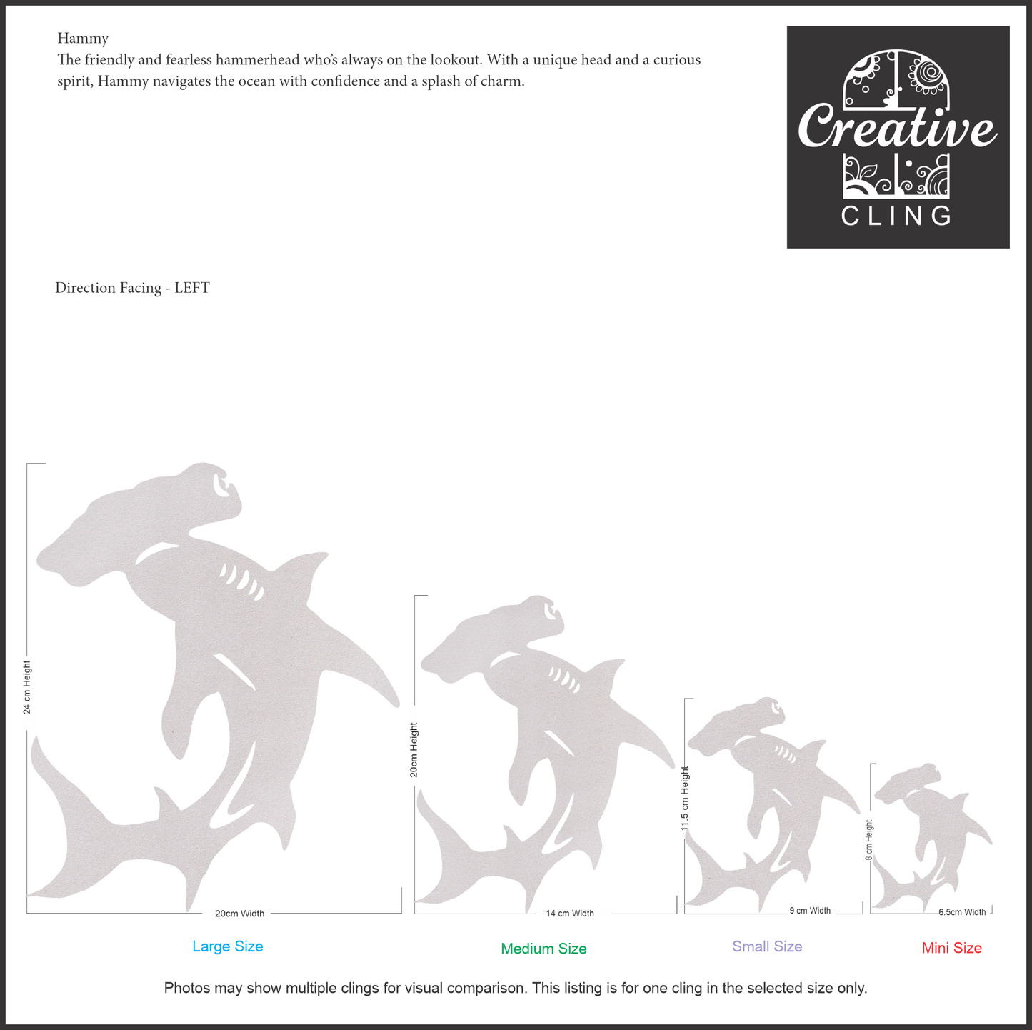 Under the Sea Collection - Dolphins and Sharks Frosted Window Cling - Left or Right Facing