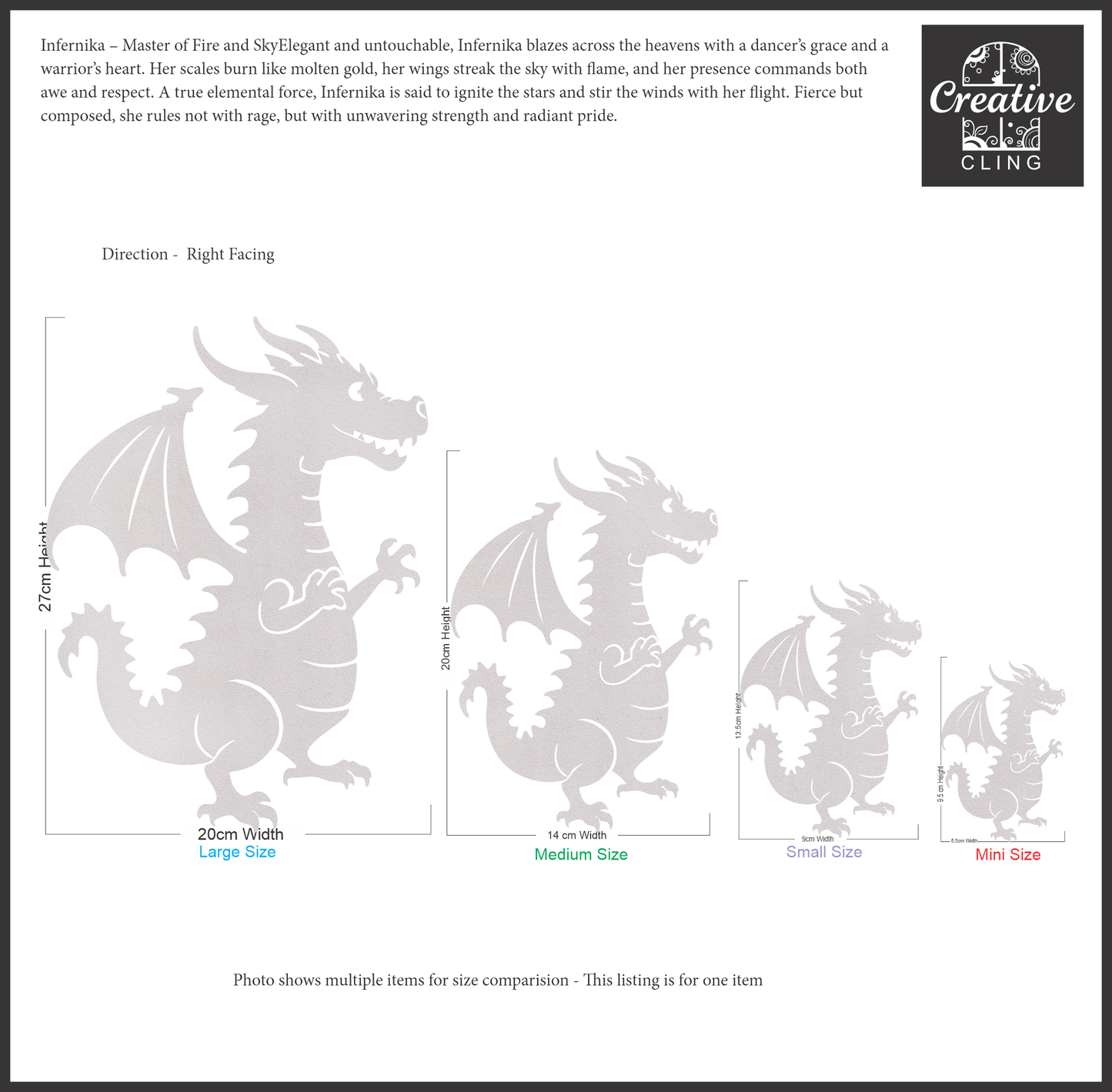 Magical and Mystical - Dragons - Frosted Window Cling - Left or Right Facing
