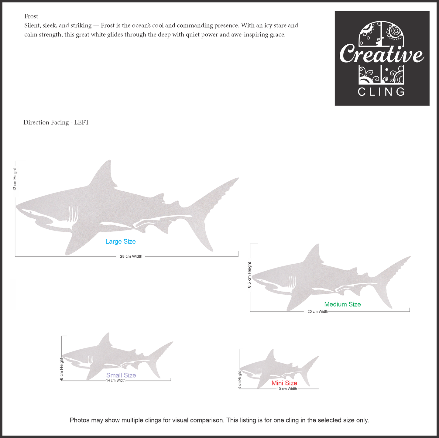 Under the Sea Collection - Dolphins and Sharks Frosted Window Cling - Left or Right Facing