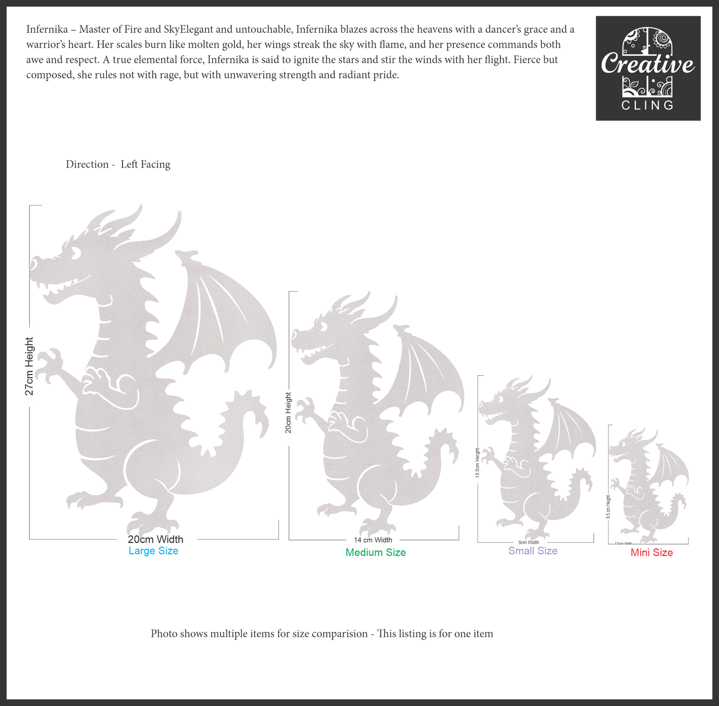 Magical and Mystical - Dragons - Frosted Window Cling - Left or Right Facing