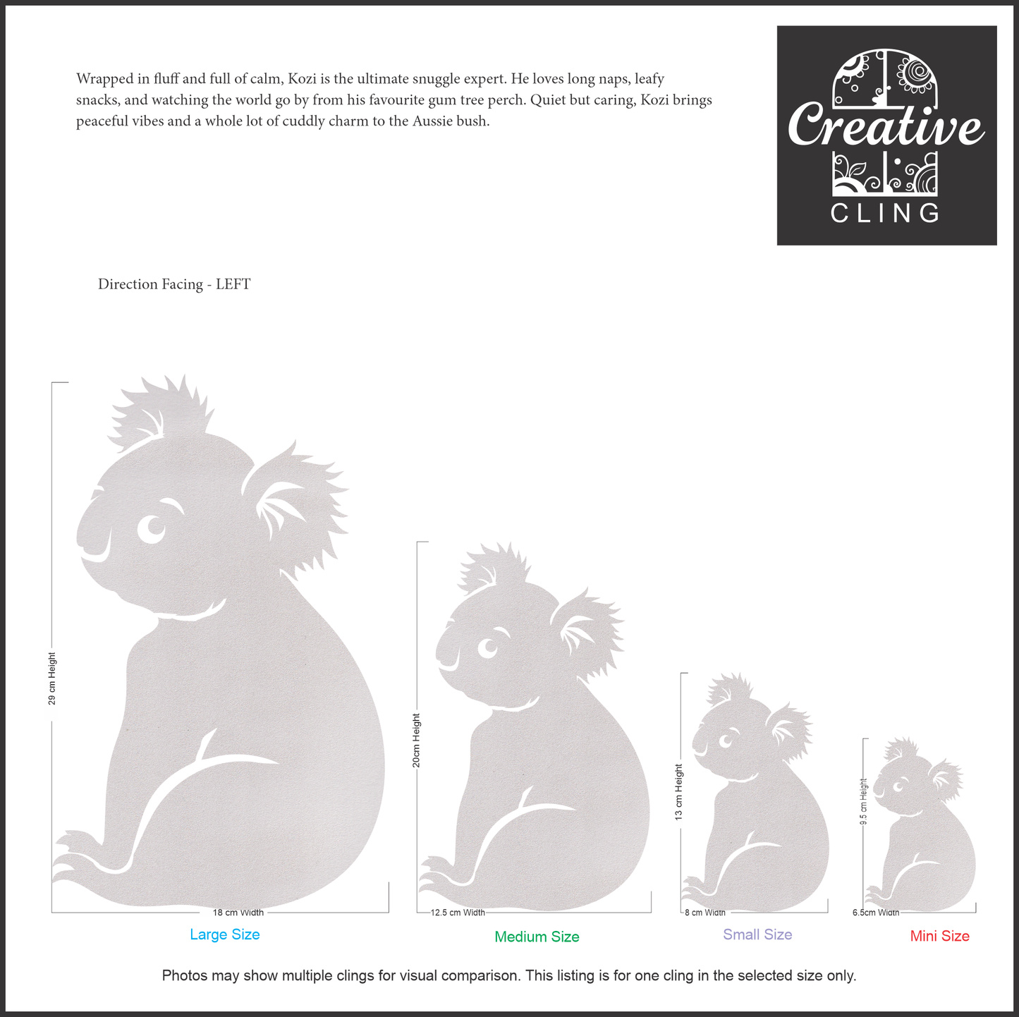 Wildlife Wonders – Australian Animals Collection - Bush Buddies – Gentle, Snuggly, and Sweet - Frosted Window Clings