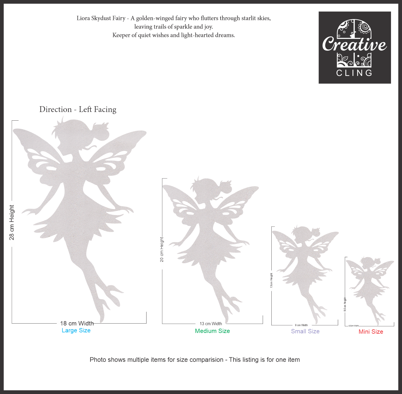 Magical and Mystical - Whimsical Fairies - Frosted Window Cling - Left or Right Facing