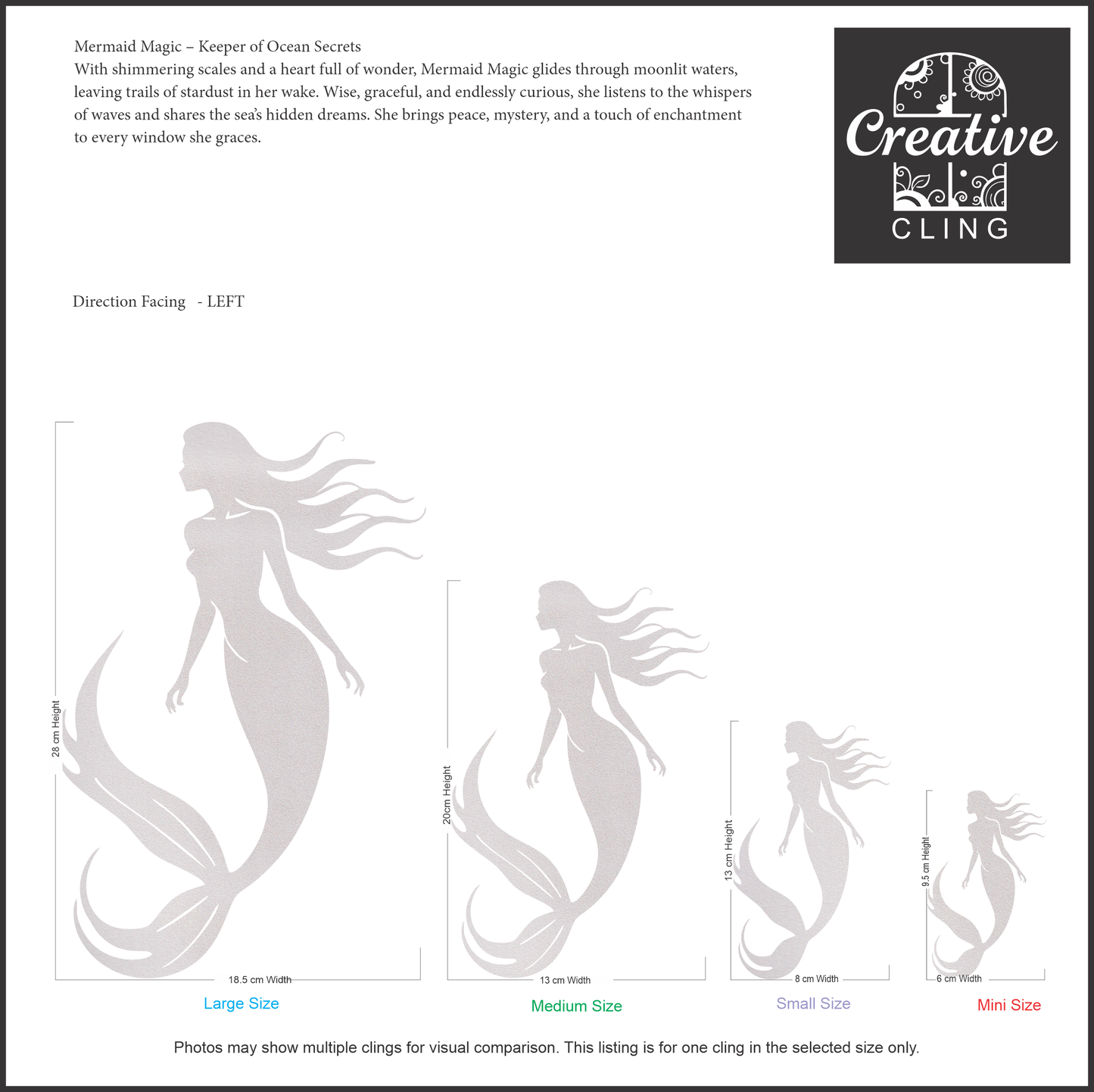 Under the Sea Collection - Mermaids - Frosted Window Cling - Left or Right Facing