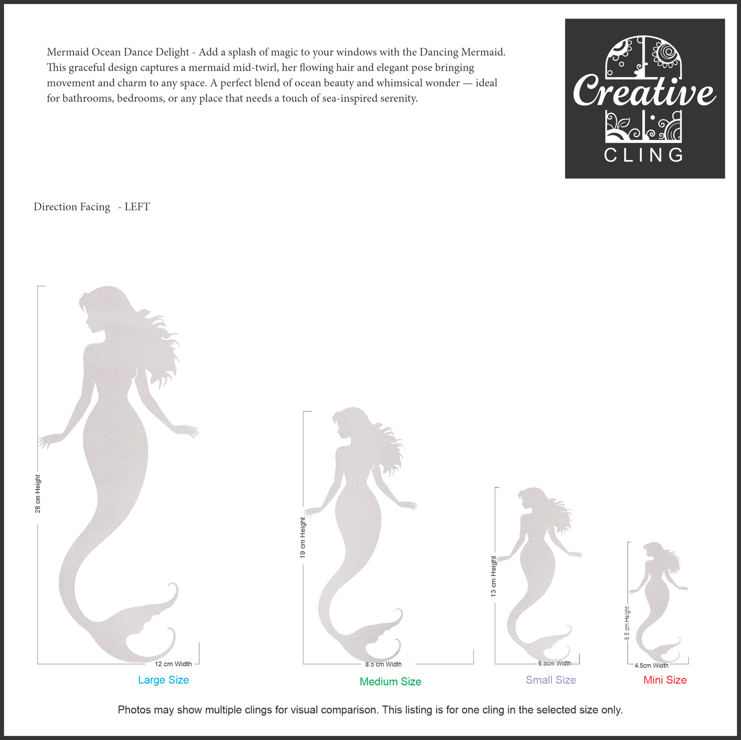 Under the Sea Collection - Mermaids - Frosted Window Cling - Left or Right Facing