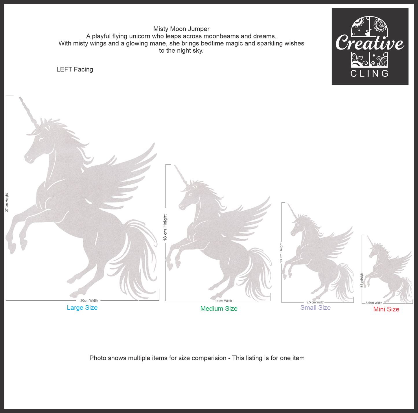 Magical and Mystical - Unicorns - Frosted Window Cling - Left or Right Facing