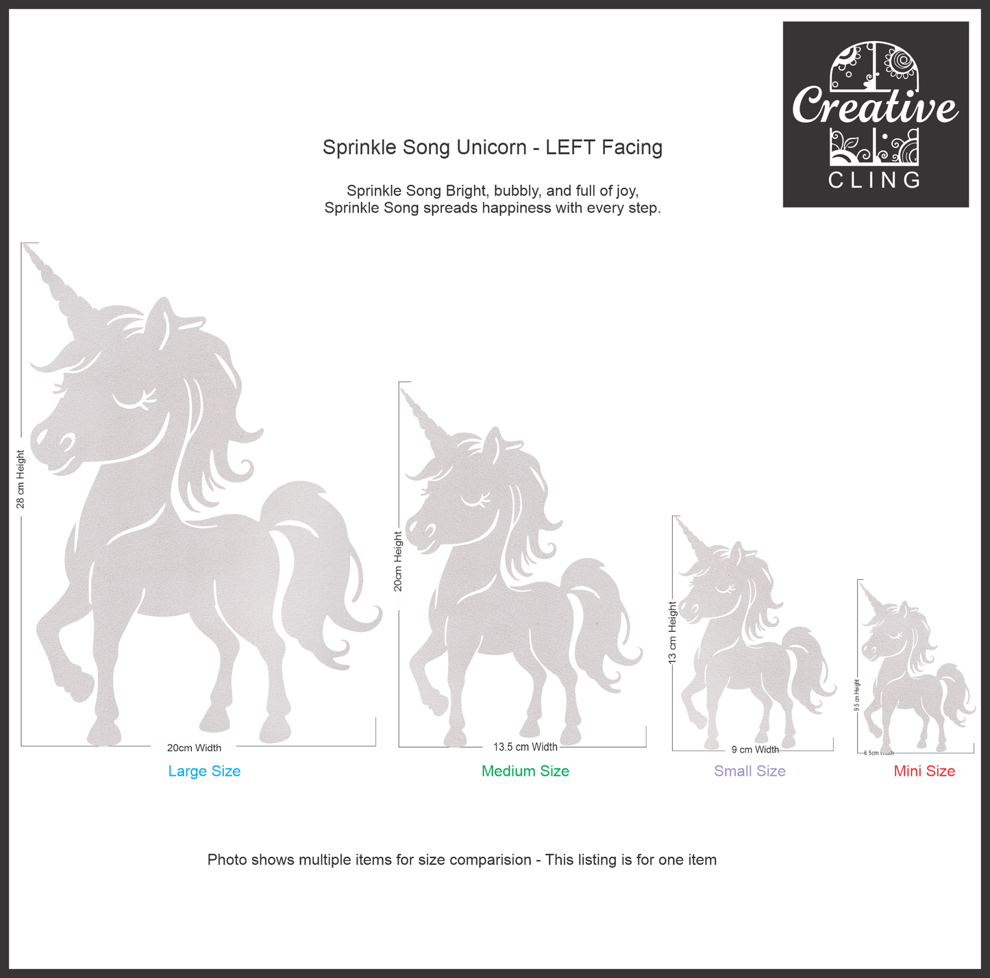 Magical and Mystical - Unicorns - Frosted Window Cling - Left or Right Facing