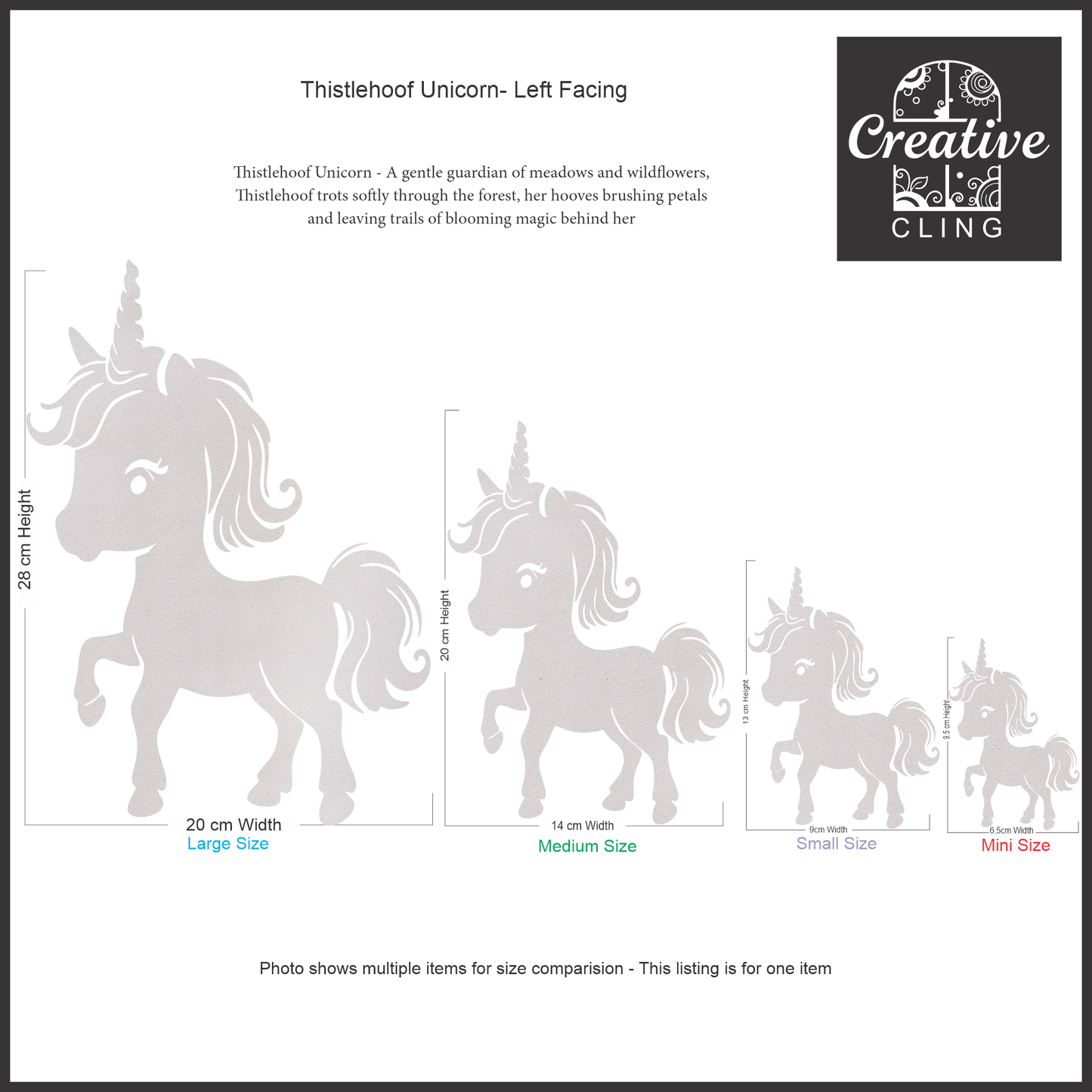 Magical and Mystical - Unicorns - Frosted Window Cling - Left or Right Facing
