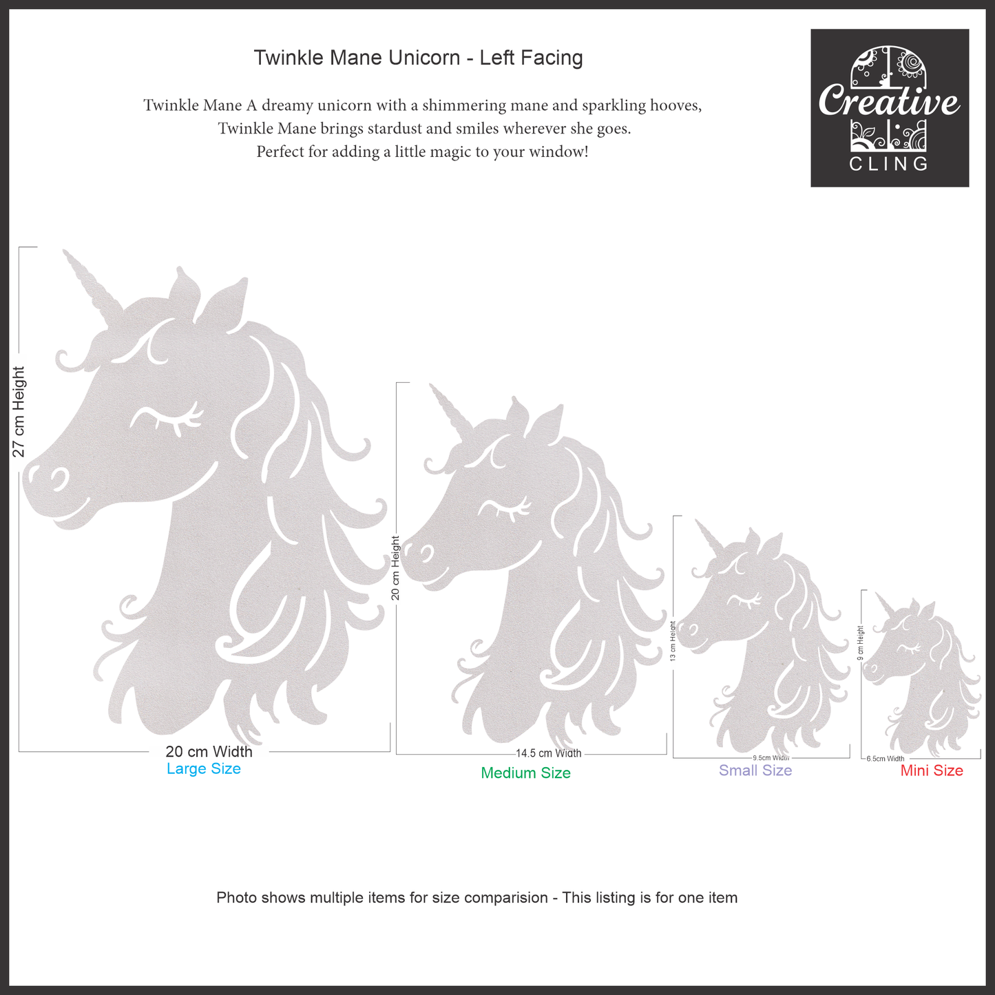 Magical and Mystical - Unicorns - Frosted Window Cling - Left or Right Facing