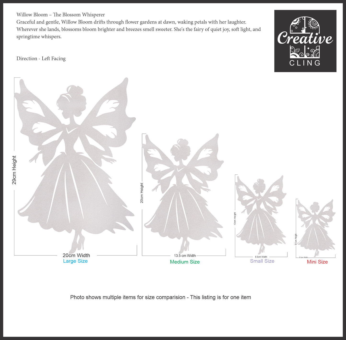Magical and Mystical - Whimsical Fairies - Frosted Window Cling - Left or Right Facing