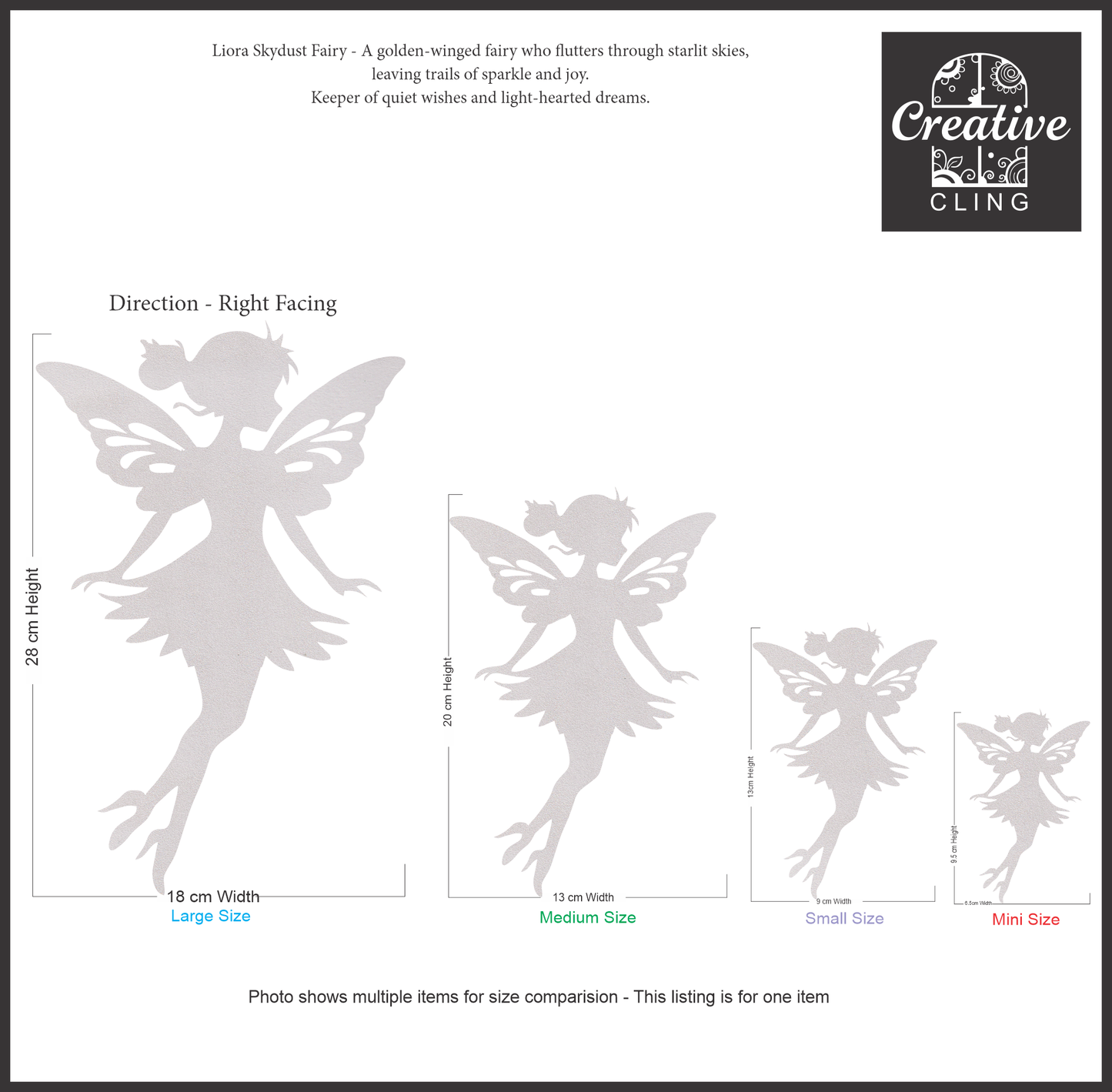 Magical and Mystical - Whimsical Fairies - Frosted Window Cling - Left or Right Facing