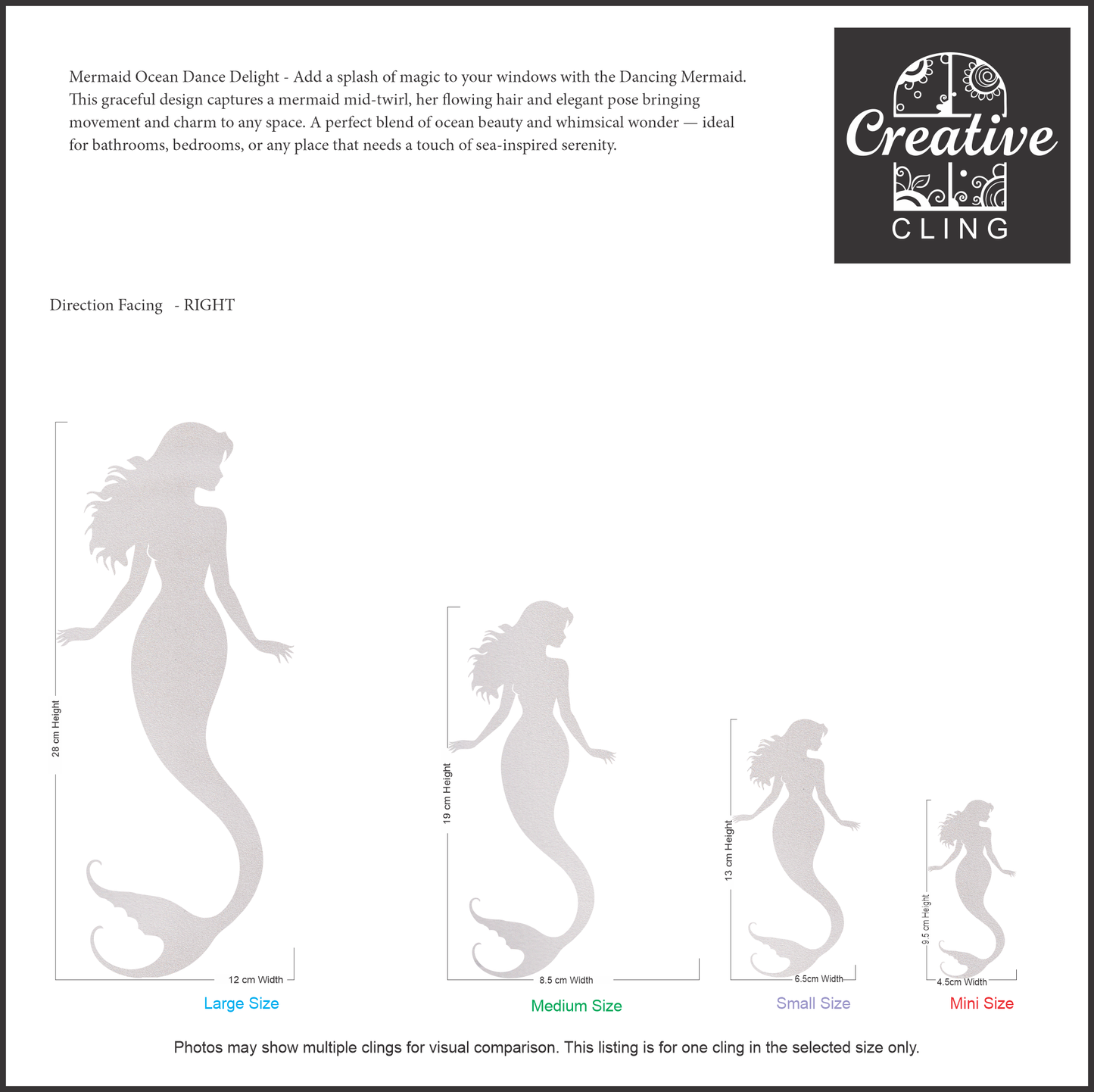 Under the Sea Collection - Mermaids - Frosted Window Cling - Left or Right Facing