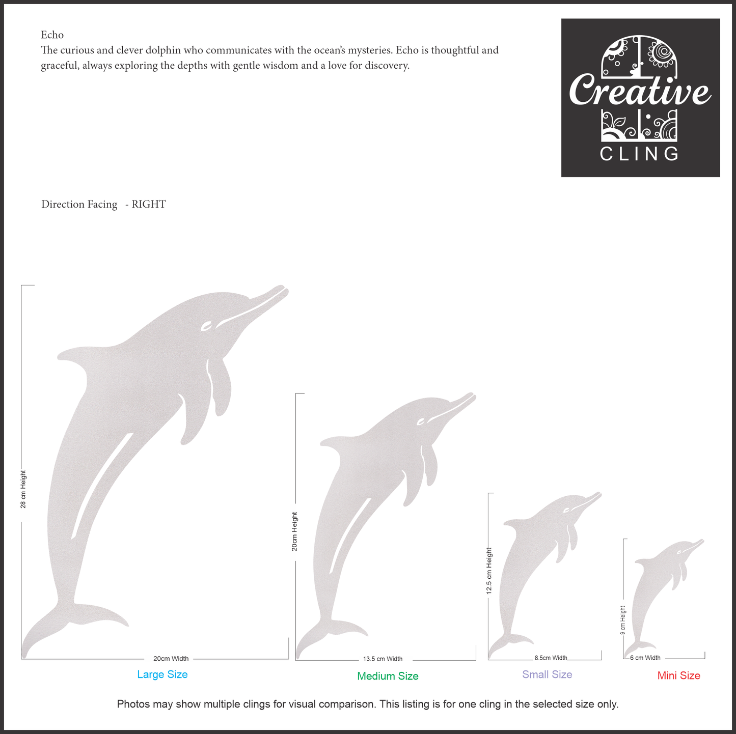 Under the Sea Collection - Dolphins and Sharks Frosted Window Cling - Left or Right Facing