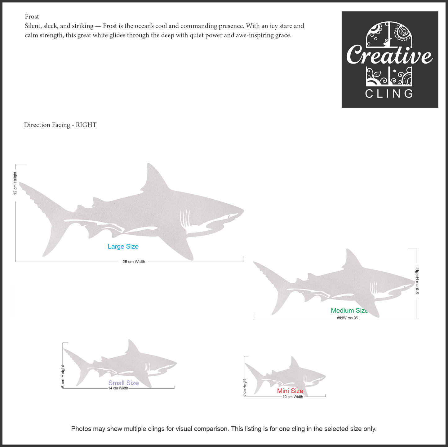 Under the Sea Collection - Dolphins and Sharks Frosted Window Cling - Left or Right Facing