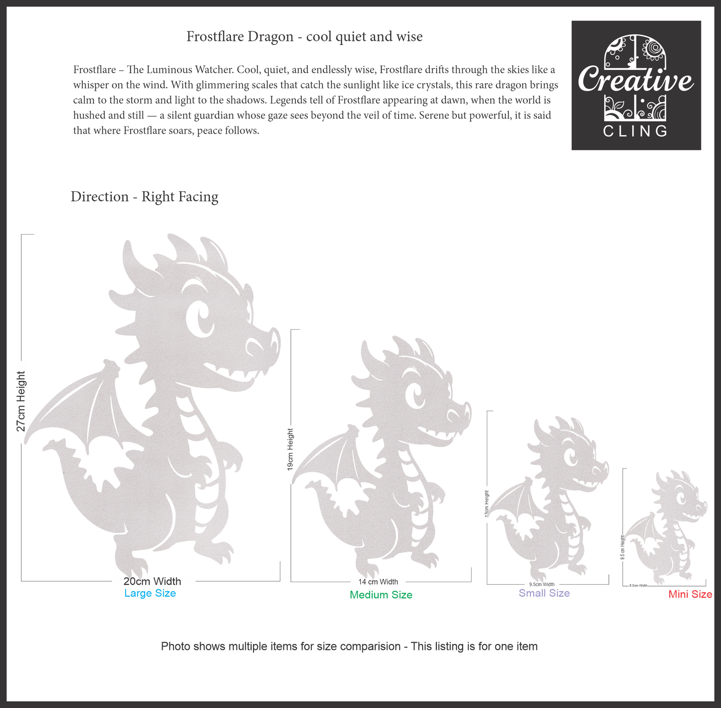 Magical and Mystical - Dragons - Frosted Window Cling - Left or Right Facing