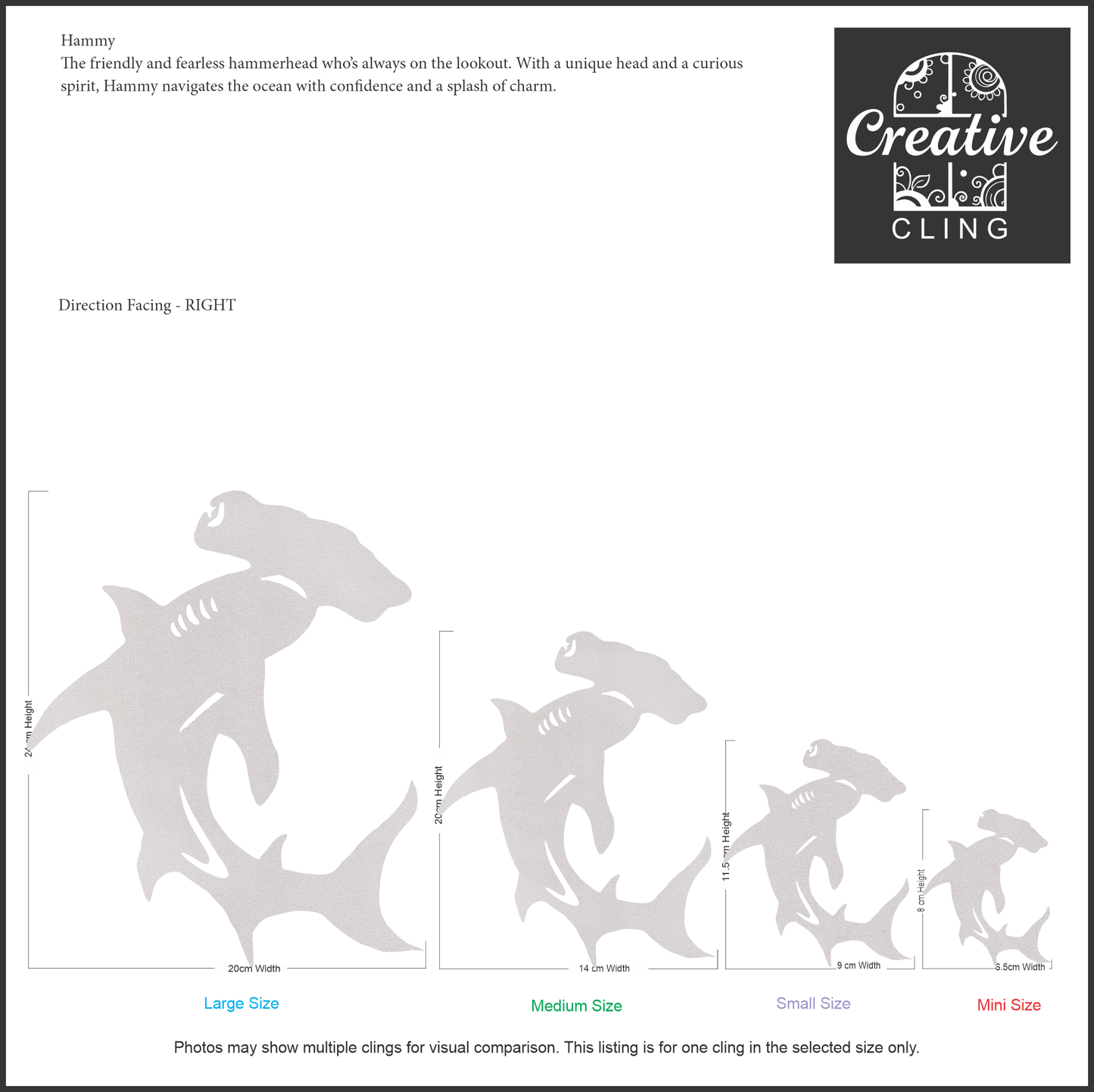 Under the Sea Collection - Dolphins and Sharks Frosted Window Cling - Left or Right Facing