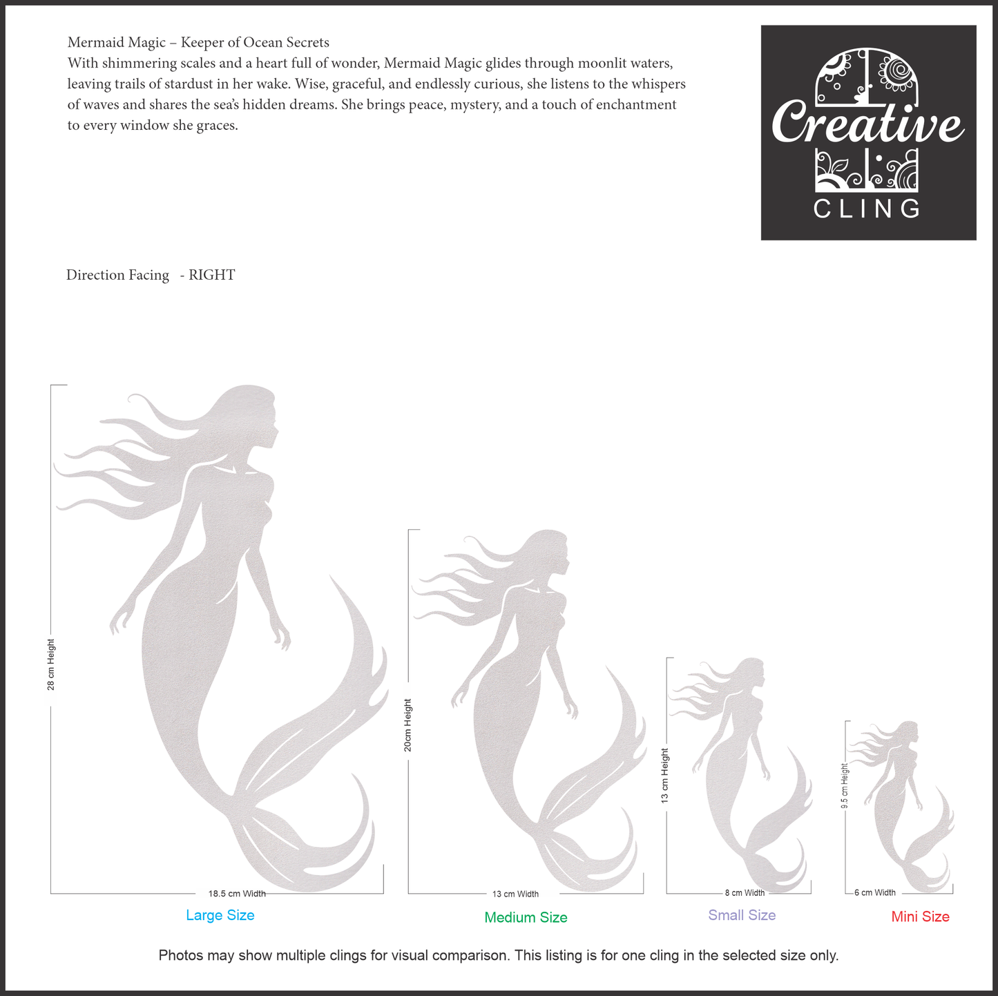 Under the Sea Collection - Mermaids - Frosted Window Cling - Left or Right Facing