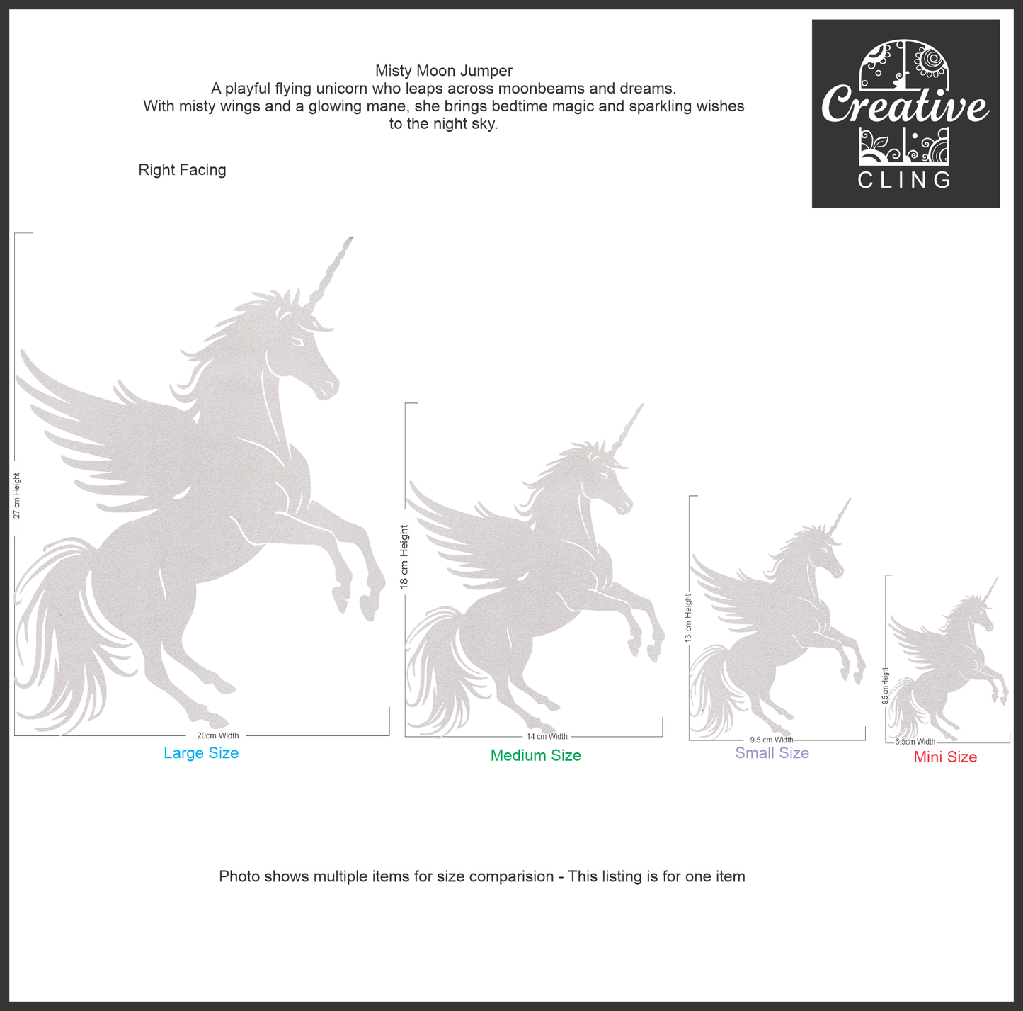 Magical and Mystical - Unicorns - Frosted Window Cling - Left or Right Facing