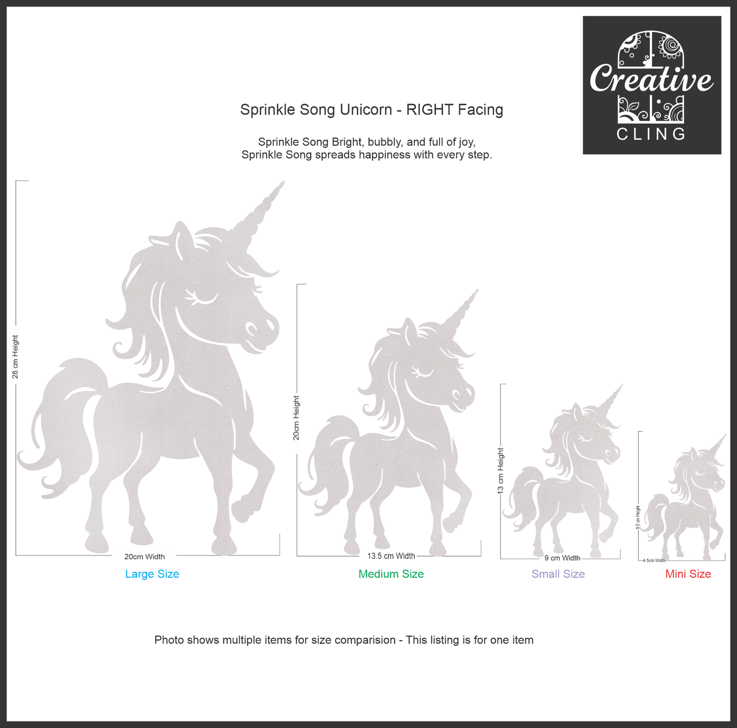 Magical and Mystical - Unicorns - Frosted Window Cling - Left or Right Facing