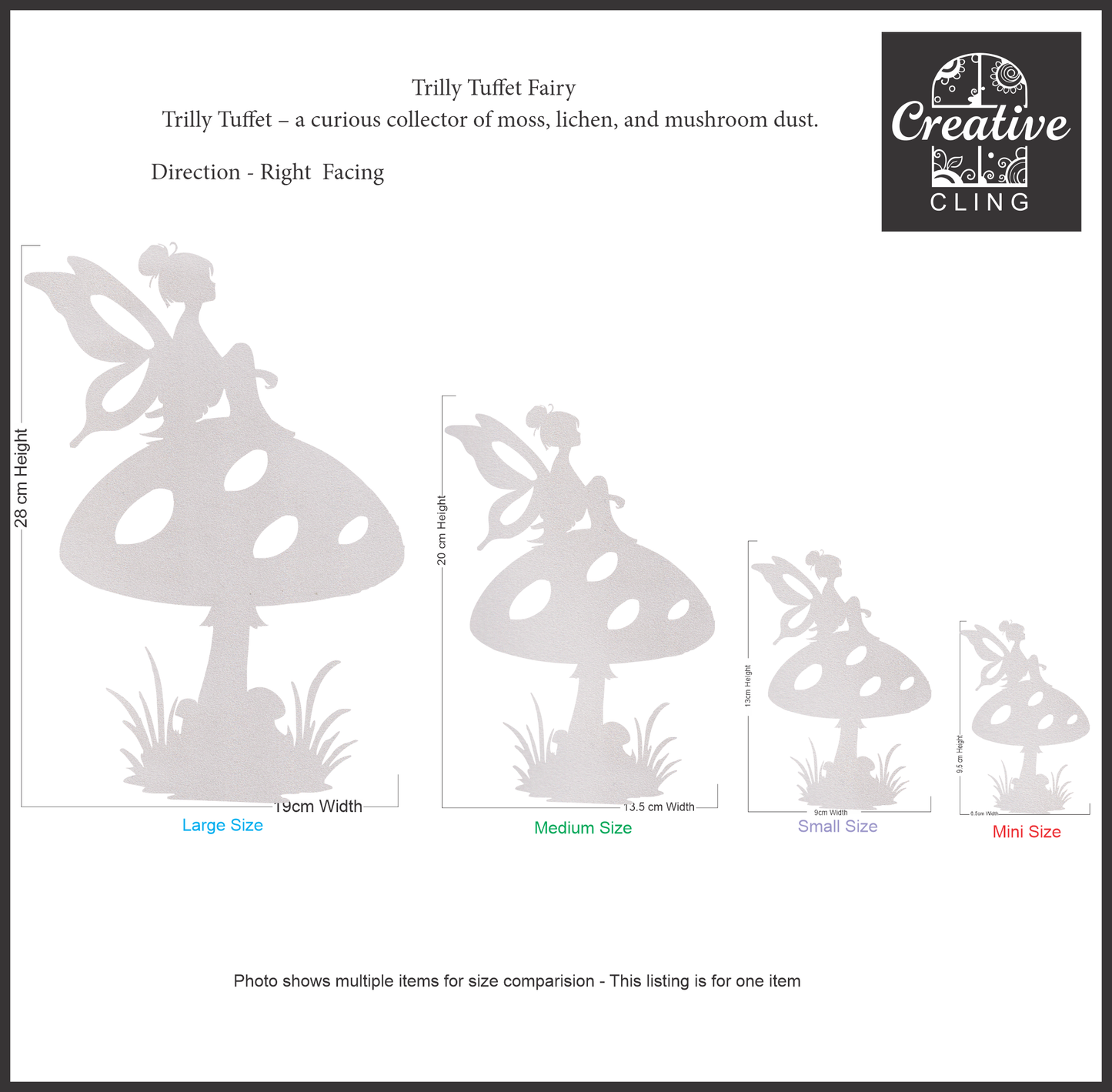Magical and Mystical - Whimsical Fairies - Frosted Window Cling - Left or Right Facing