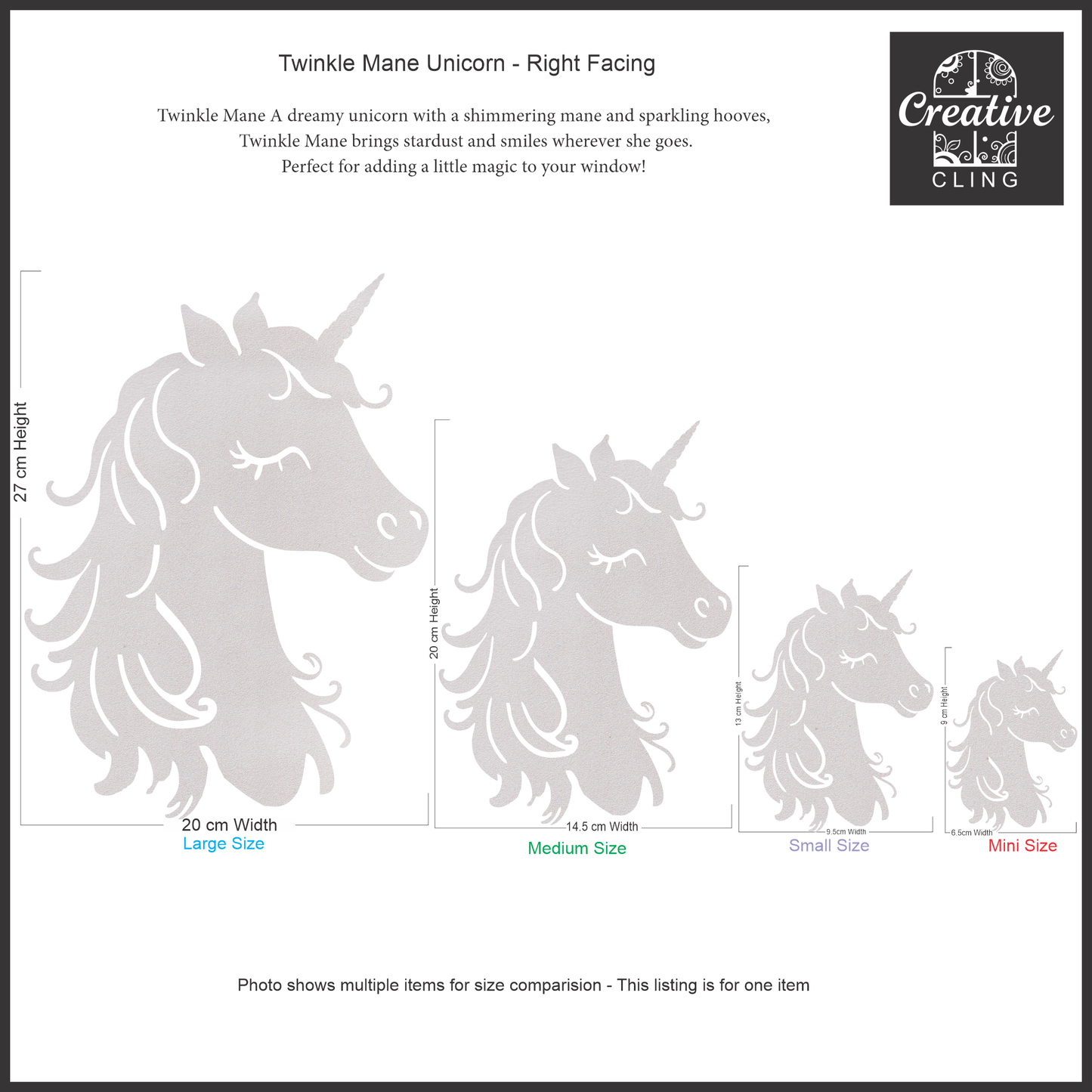 Magical and Mystical - Unicorns - Frosted Window Cling - Left or Right Facing