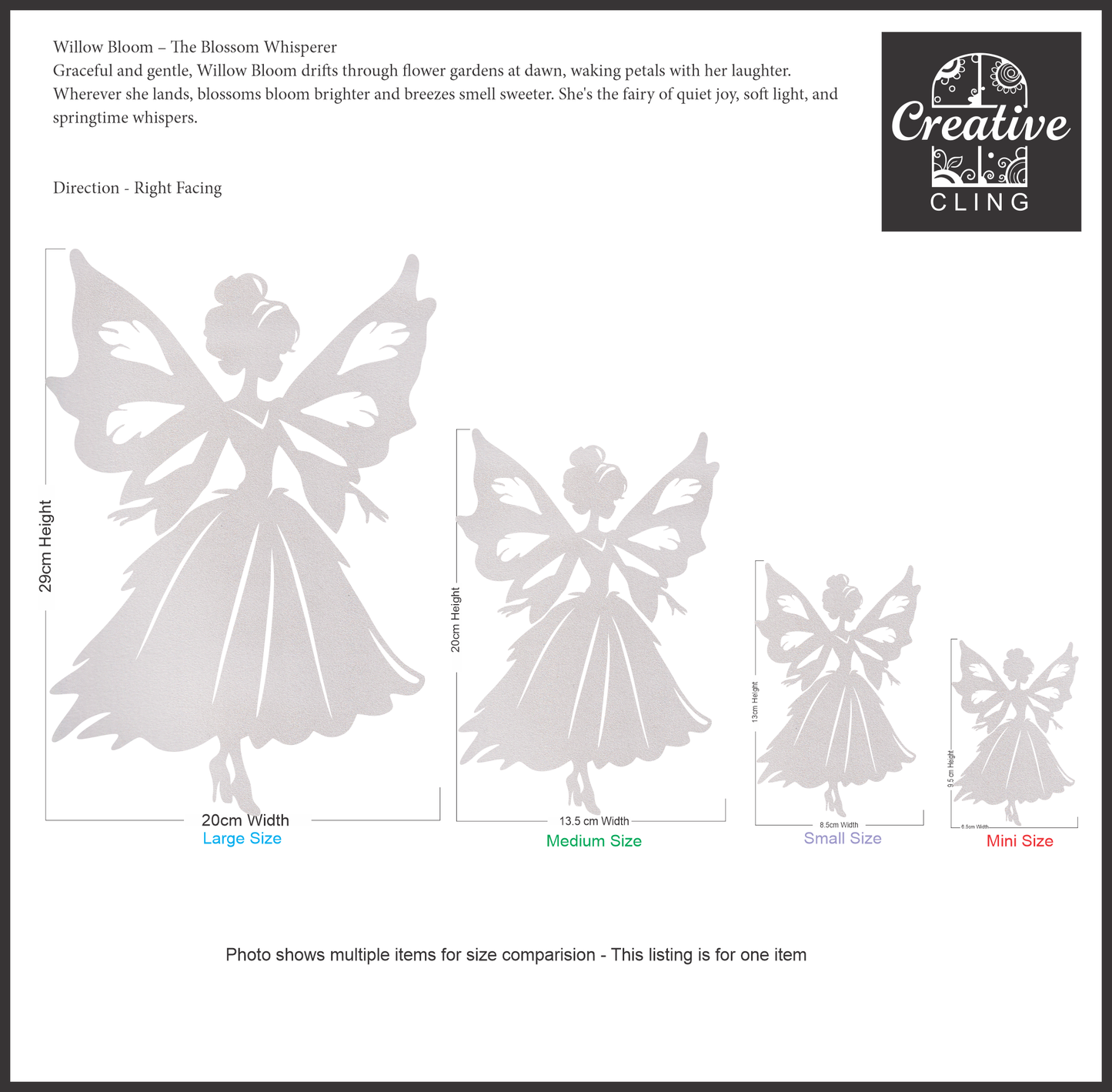 Magical and Mystical - Whimsical Fairies - Frosted Window Cling - Left or Right Facing