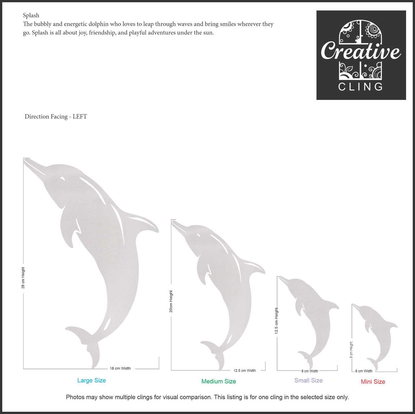 Under the Sea Collection - Dolphins and Sharks Frosted Window Cling - Left or Right Facing