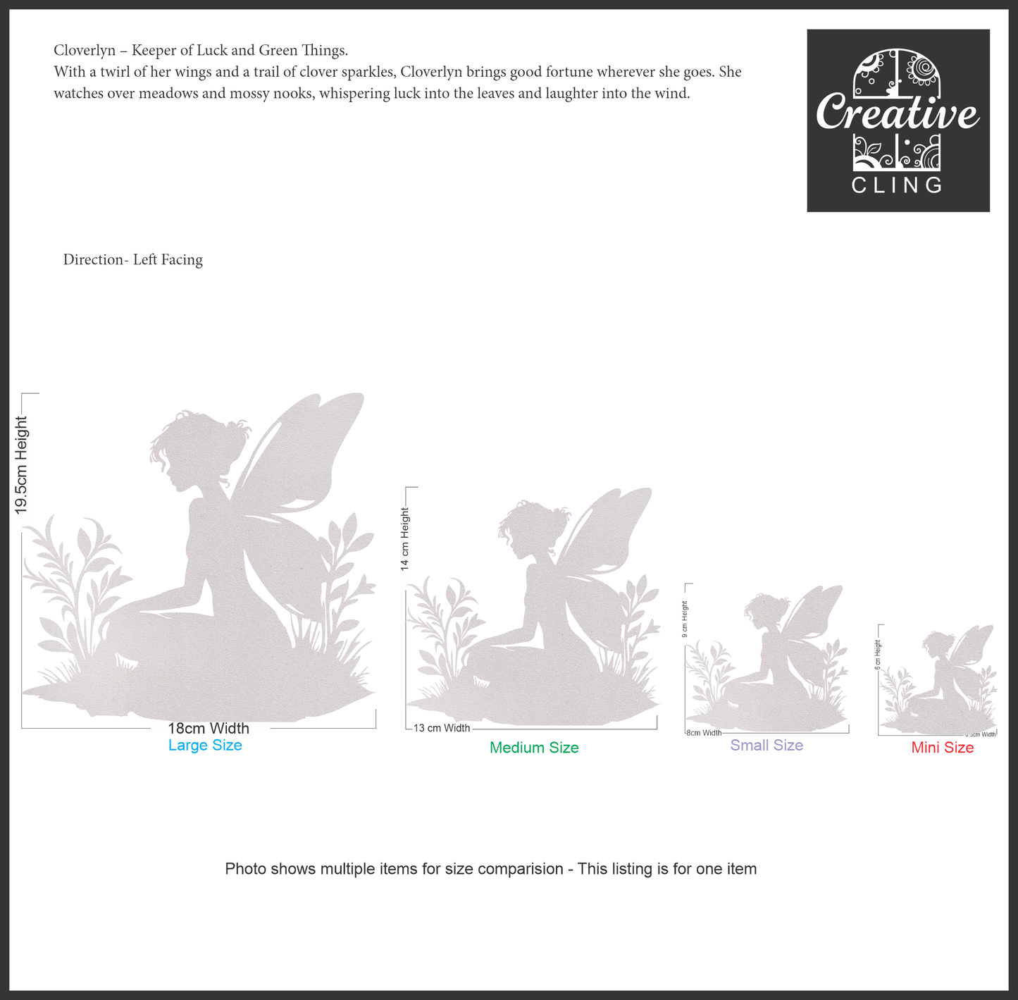 Magical and Mystical - Whimsical Fairies - Frosted Window Cling - Left or Right Facing