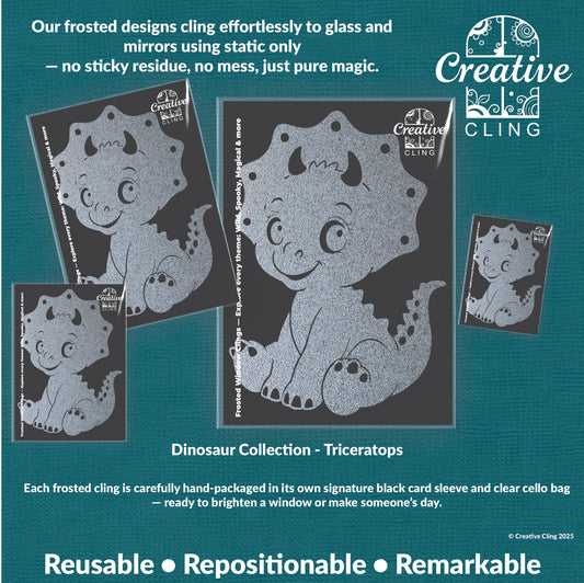 Dinosaur Window Clings for Kids’ Rooms – Reusable Frosted Designs in 4 Sizes