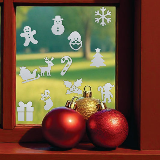 Christmas Frosted Window Cling – Reusable, Repositionable, Unique Party Favors & Secret Santa Gifts