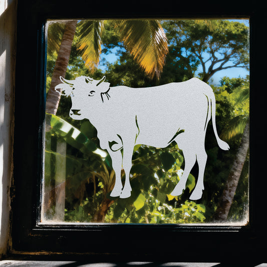 Fernetta the Cow Frosted Window Cling – Reusable & Mess-Free Farm Animal Décor | Creative Cling