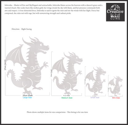 Magical and Mystical  - Dragons - Frosted Window Cling - Left or Right Facing