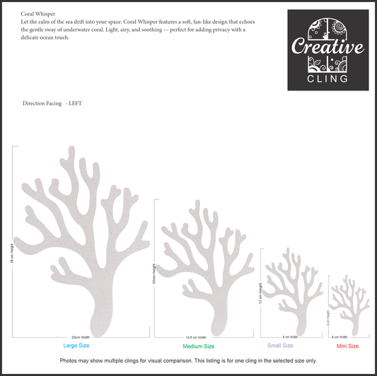Under the Sea Collection - Coral - Frosted Window Cling - Left or Right Facing