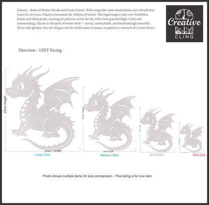 Magical and Mystical  - Dragons - Frosted Window Cling - Left or Right Facing