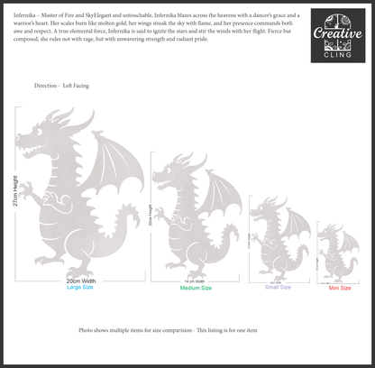 Magical and Mystical  - Dragons - Frosted Window Cling - Left or Right Facing