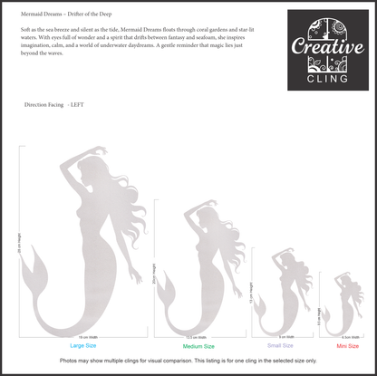 Under the Sea Collection - Mermaids - Frosted Window Cling - Left or Right Facing