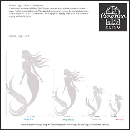 Under the Sea Collection - Mermaids - Frosted Window Cling - Left or Right Facing