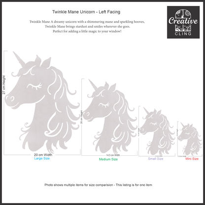 Magical and Mystical  -  Unicorns - Frosted Window Cling - Left or Right Facing