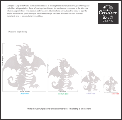 Magical and Mystical  - Dragons - Frosted Window Cling - Left or Right Facing