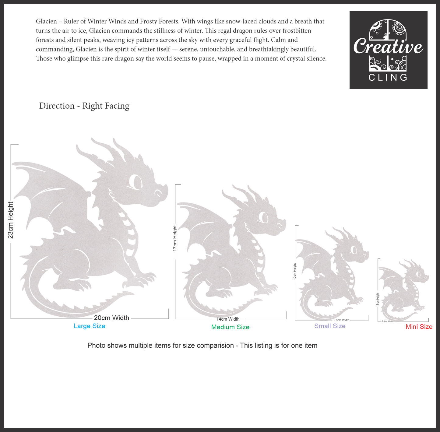 Magical and Mystical  - Dragons - Frosted Window Cling - Left or Right Facing