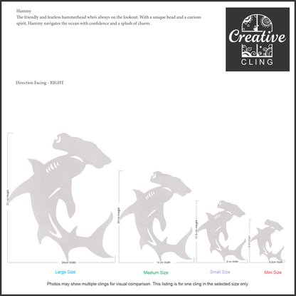 Under the Sea Collection - Dolphins and Sharks Frosted Window Cling - Left or Right Facing