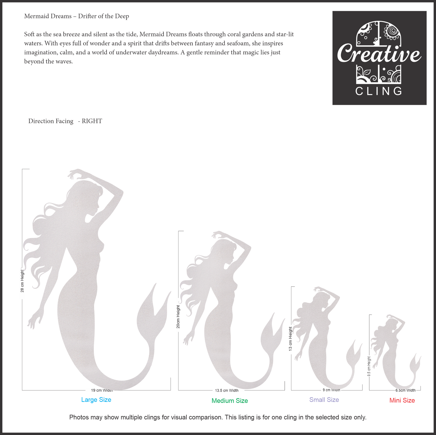 Under the Sea Collection - Mermaids - Frosted Window Cling - Left or Right Facing