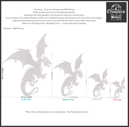 Magical and Mystical  - Dragons - Frosted Window Cling - Left or Right Facing