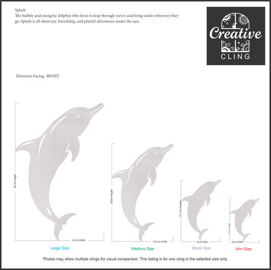 Under the Sea Collection - Dolphins and Sharks Frosted Window Cling - Left or Right Facing