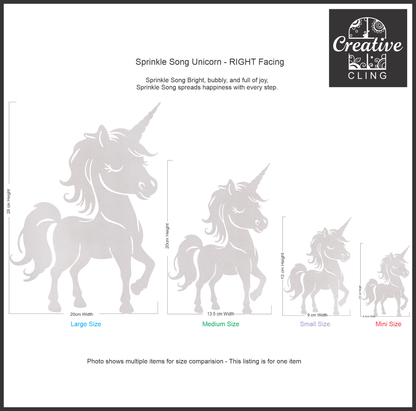 Magical and Mystical  -  Unicorns - Frosted Window Cling - Left or Right Facing