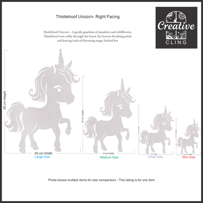 Magical and Mystical  -  Unicorns - Frosted Window Cling - Left or Right Facing