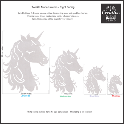 Magical and Mystical  -  Unicorns - Frosted Window Cling - Left or Right Facing