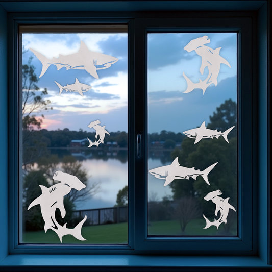 Under the Sea Collection - Dolphins and Sharks Frosted Window Cling - Left or Right Facing